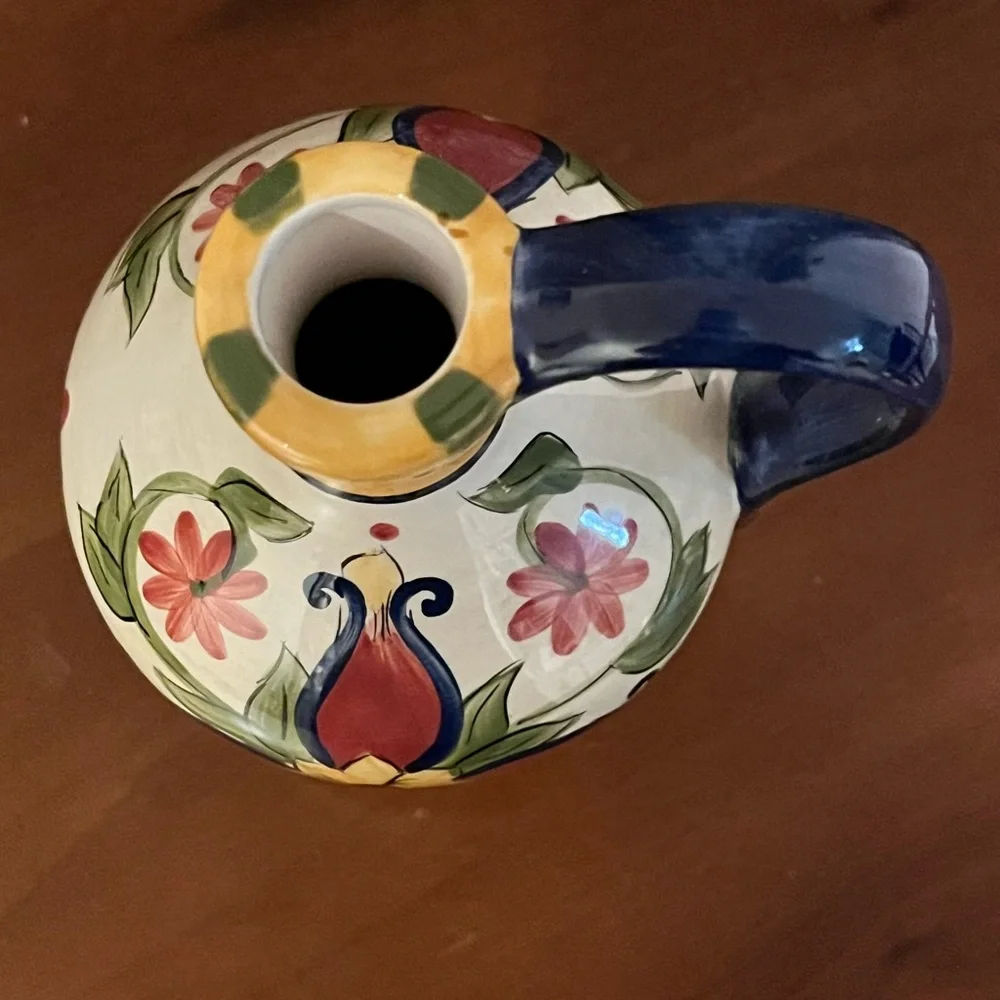 Pier 1 Imports Vallarta Handpainted Mediterranean Oil Dipenser Cruet 8.25